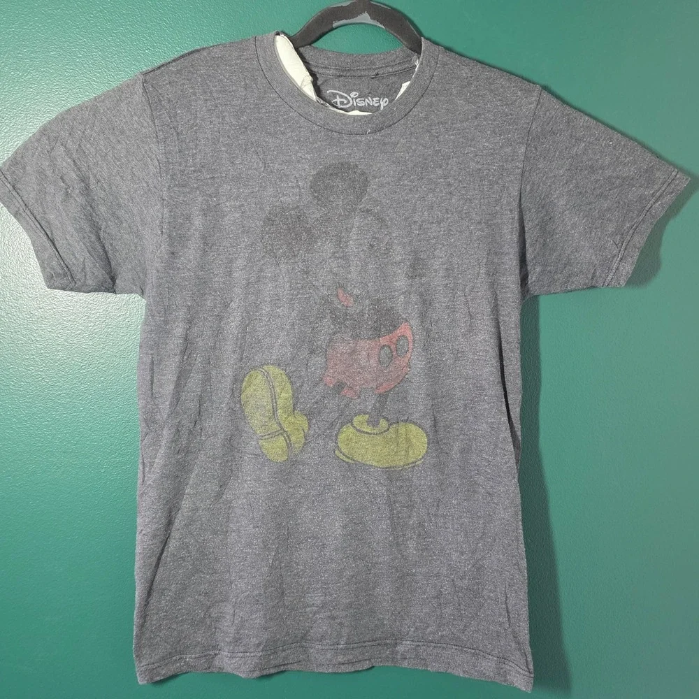 Disney Mickey Mouse Graphic T-Shirt Mens Small Gray Heather Short Sleeve Tee